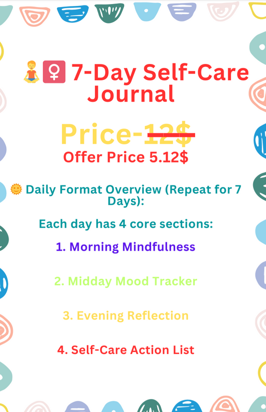 7-Day Self-Care Journal Self Care Digital Download, Printable Planner, Self Care Challenge